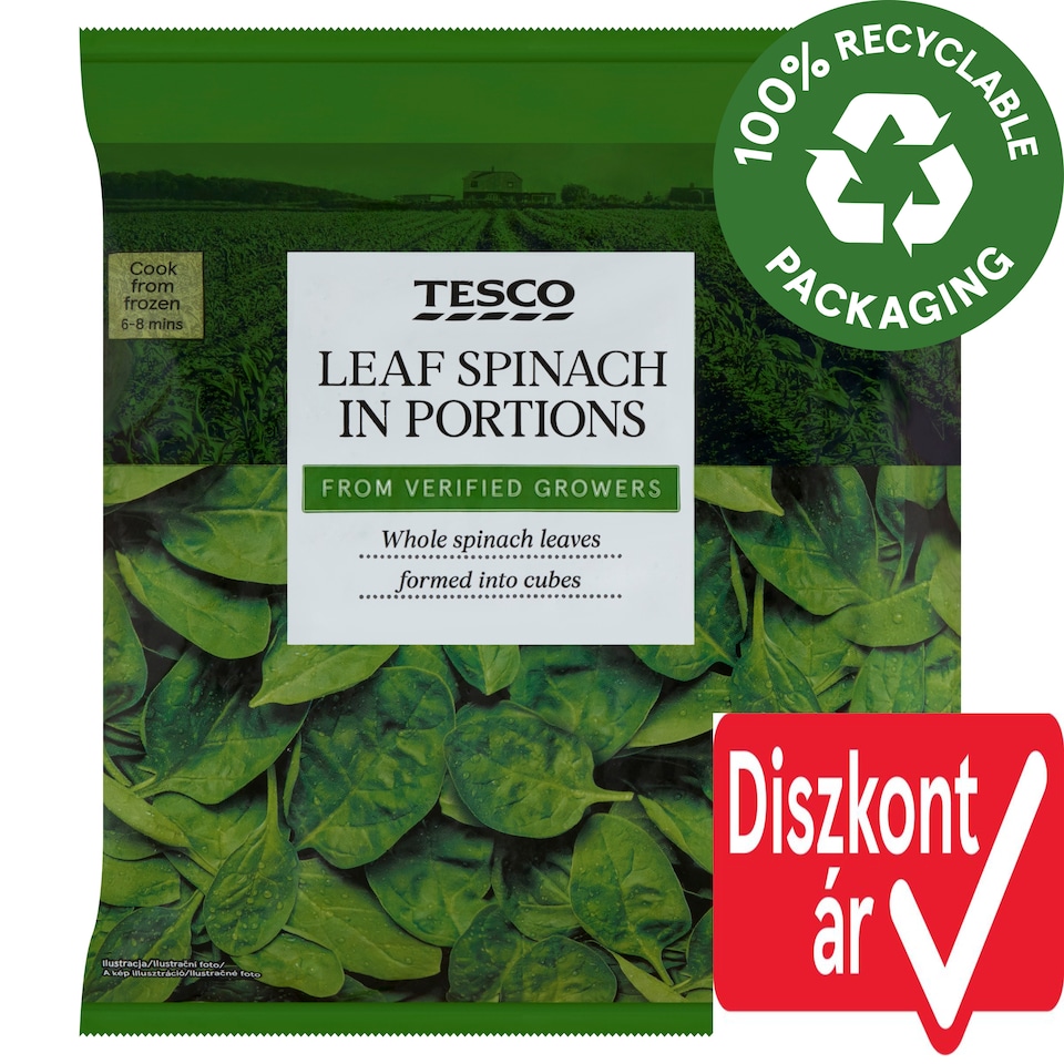 Tesco gyorsfagyasztott spenótlevél adagok 450 g