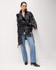 image 2 of F&F Faux Leather Funnel Neck Oversized Fit Jacket in Black