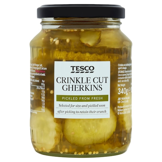 Tesco Crinkle Cut Gherkins 340G Tesco Groceries