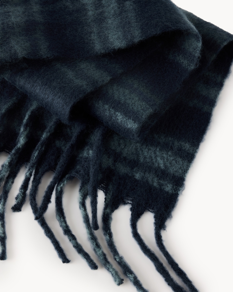image 1 of F&F Brushed Checked Fringed Scarf in Multi Blue