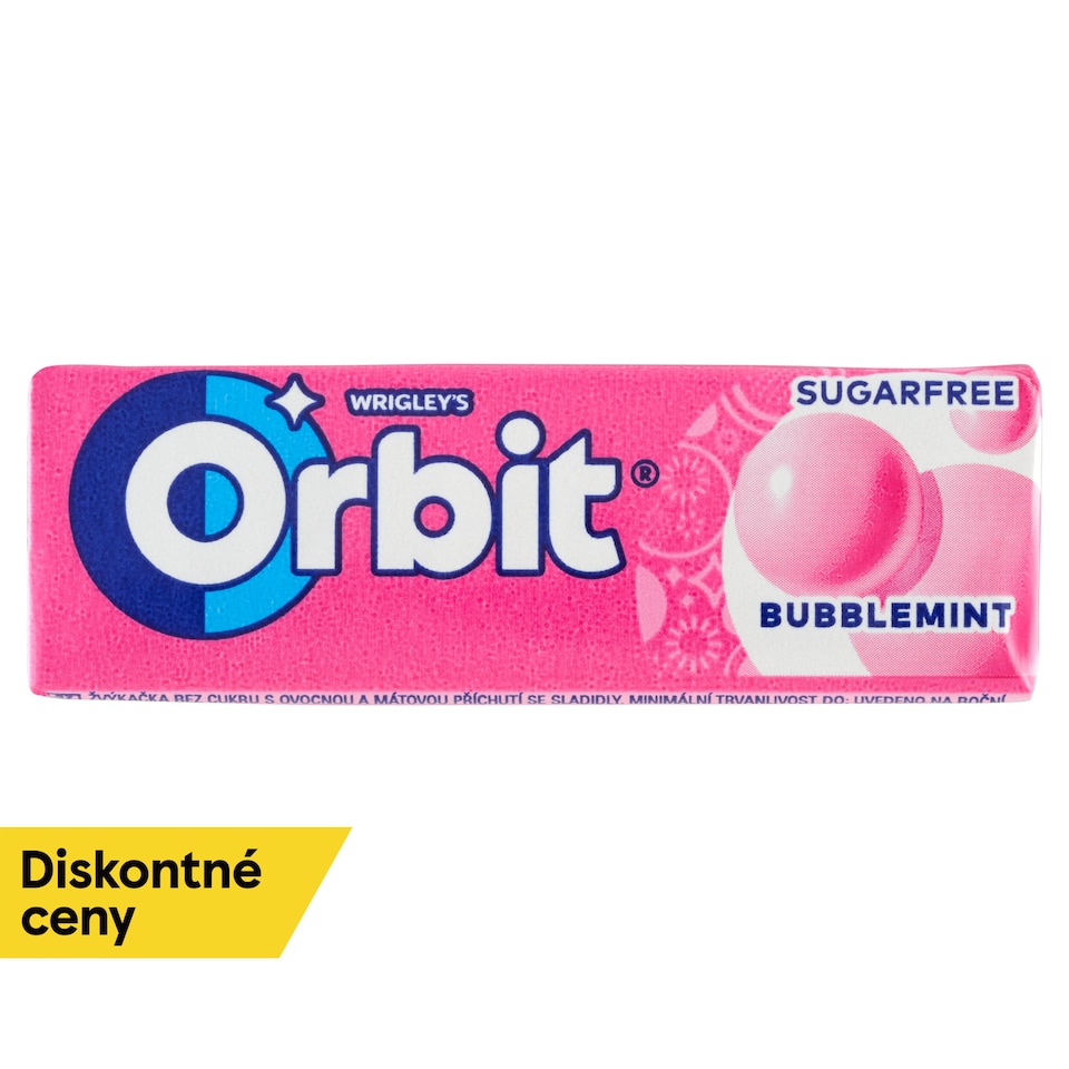 obrázok 1 z Wrigley's Orbit Bubblemint žuvačka bez cukru s ovocnou a mätovou príchuťou 10 ks 14 g