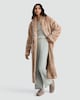 image 2 of F&F Fleece Textured Striped Dressing Gown in Camel