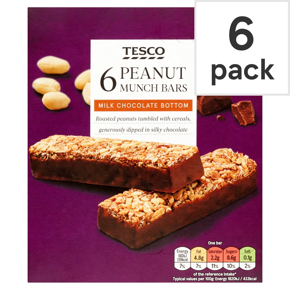 Tesco Peanut Munch Bar 6 Pack 192G Tesco Groceries