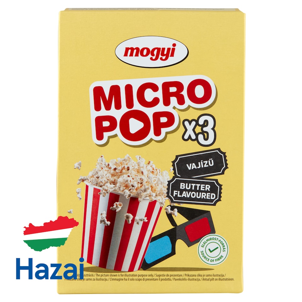 Mogyi Micro Pop mikrohullámú sütőben elkészíthető vajízű pattogatni való kukorica 3 x 100 g (300 g)