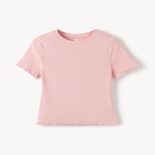F&F Cotton Rich Lettuce Hem T-Shirt in Light Pink