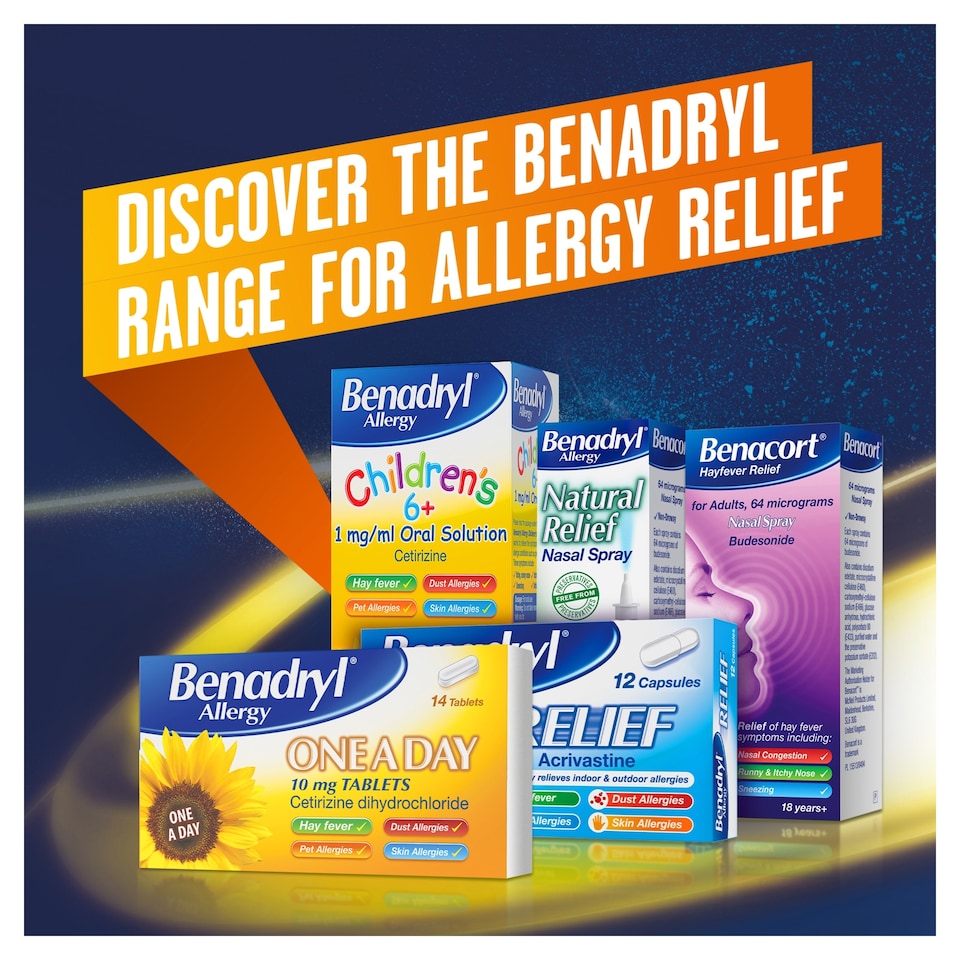 image 1 of Benadryl Allergy One A Day 10mg Long-Lasting Hayfever Relief 30 Tablet
