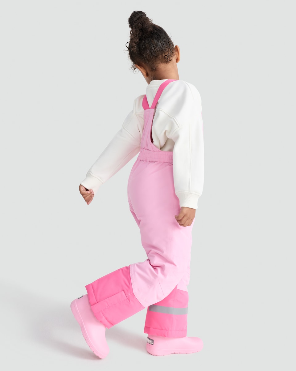 image 1 of F&F Girls Reflective Ski Salopettes in Pink