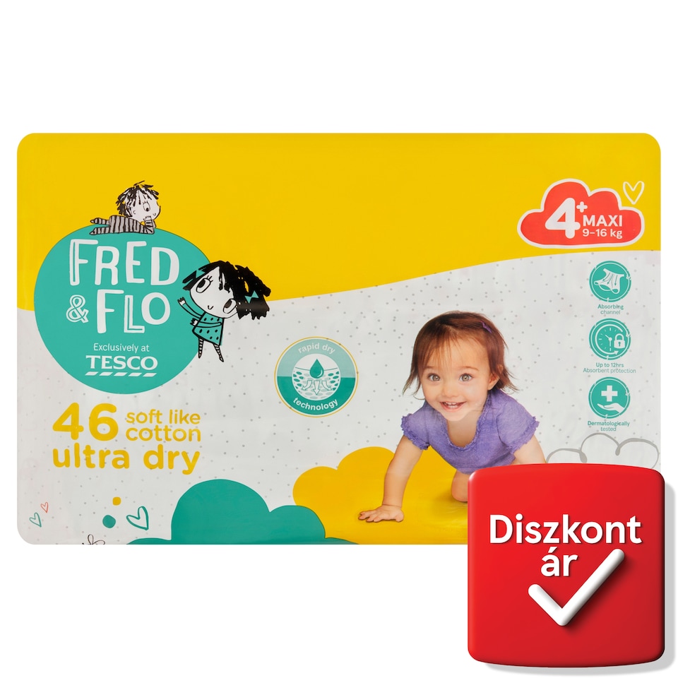 image 1 of Fred & Flo Ultra Dry 4+ Maxi 9-16 kg Nappies 46 pcs