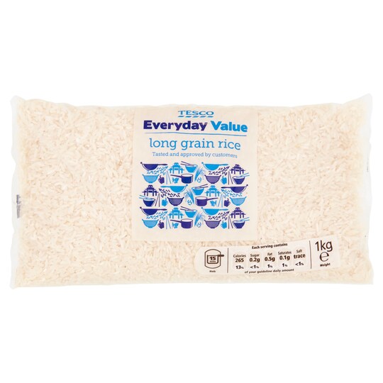 Tesco Everyday Value Long Grain Rice 1Kg Ce Tesco Groceries