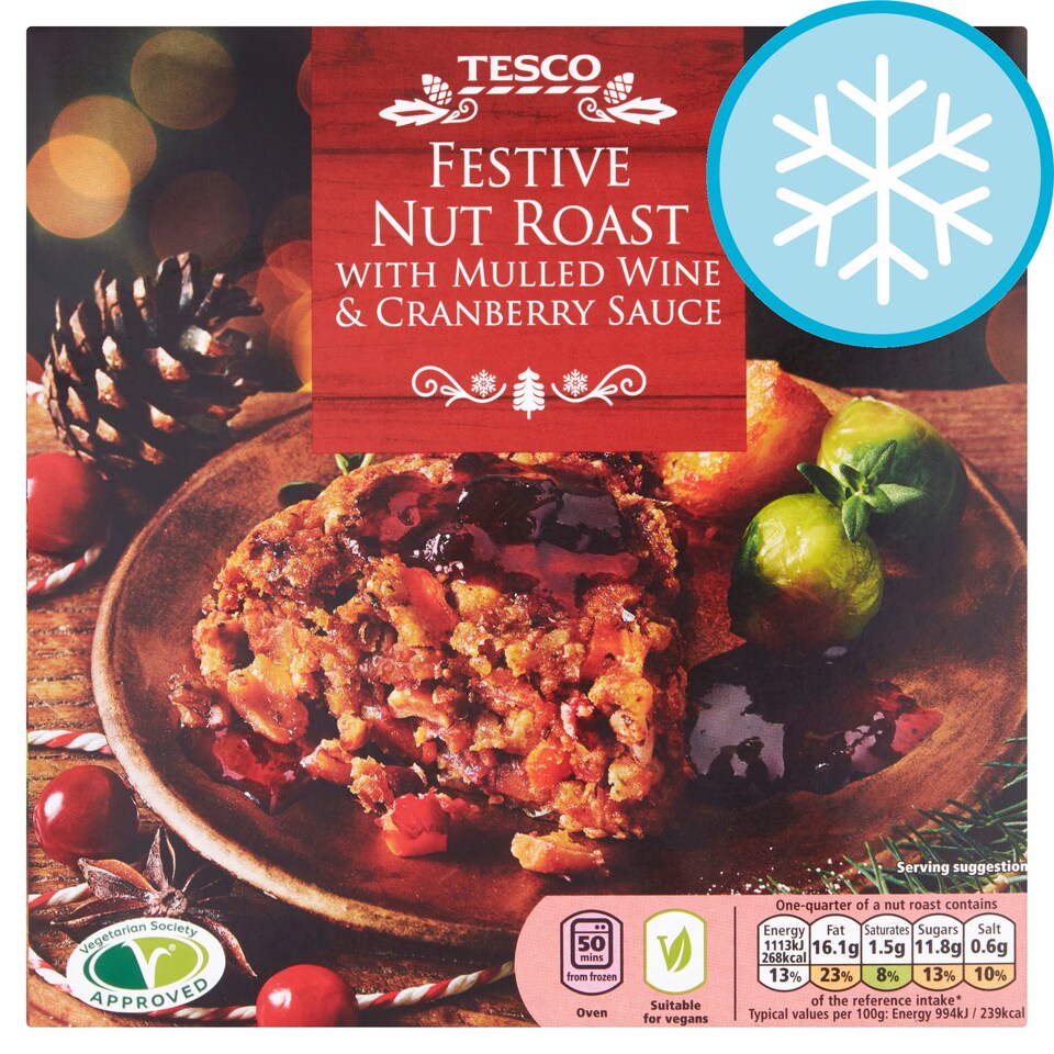 Tesco Festive Nut Roast With Mulled Wine And Cranberry 480G