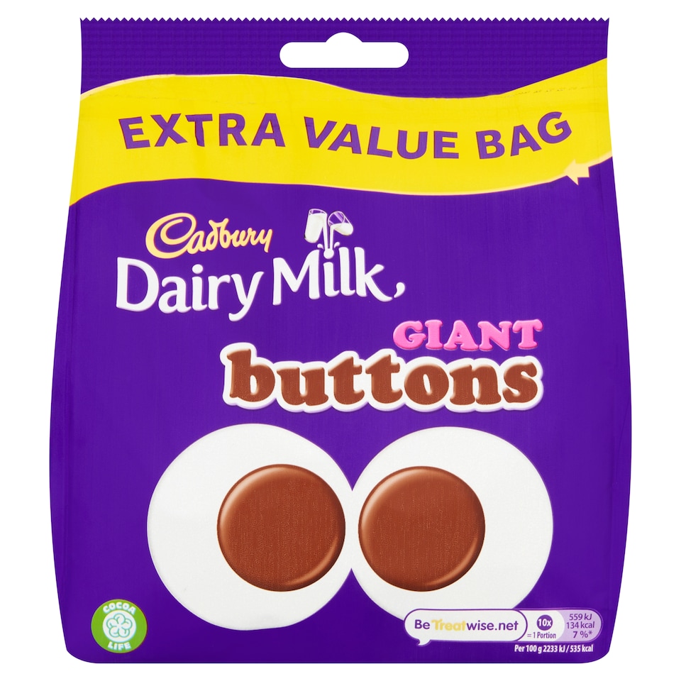 Cadbury Dairy Milk Chocolate Giant Buttons Share Bag 330g