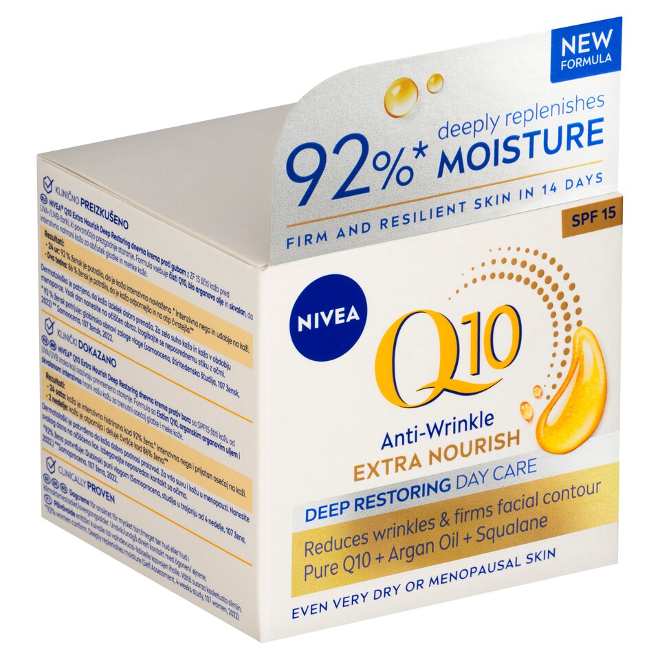 Obrázek 1 pro produkt Nivea Q10 Extra Nourish Anti-Wrinkle Výživný denní krém proti vráskám OF 15 50ml