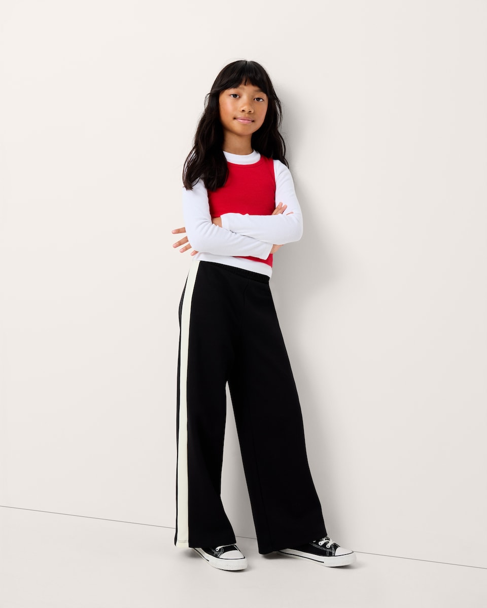 image 1 of F&F Girls Cotton Rich Layered Long Sleeved Top in Red