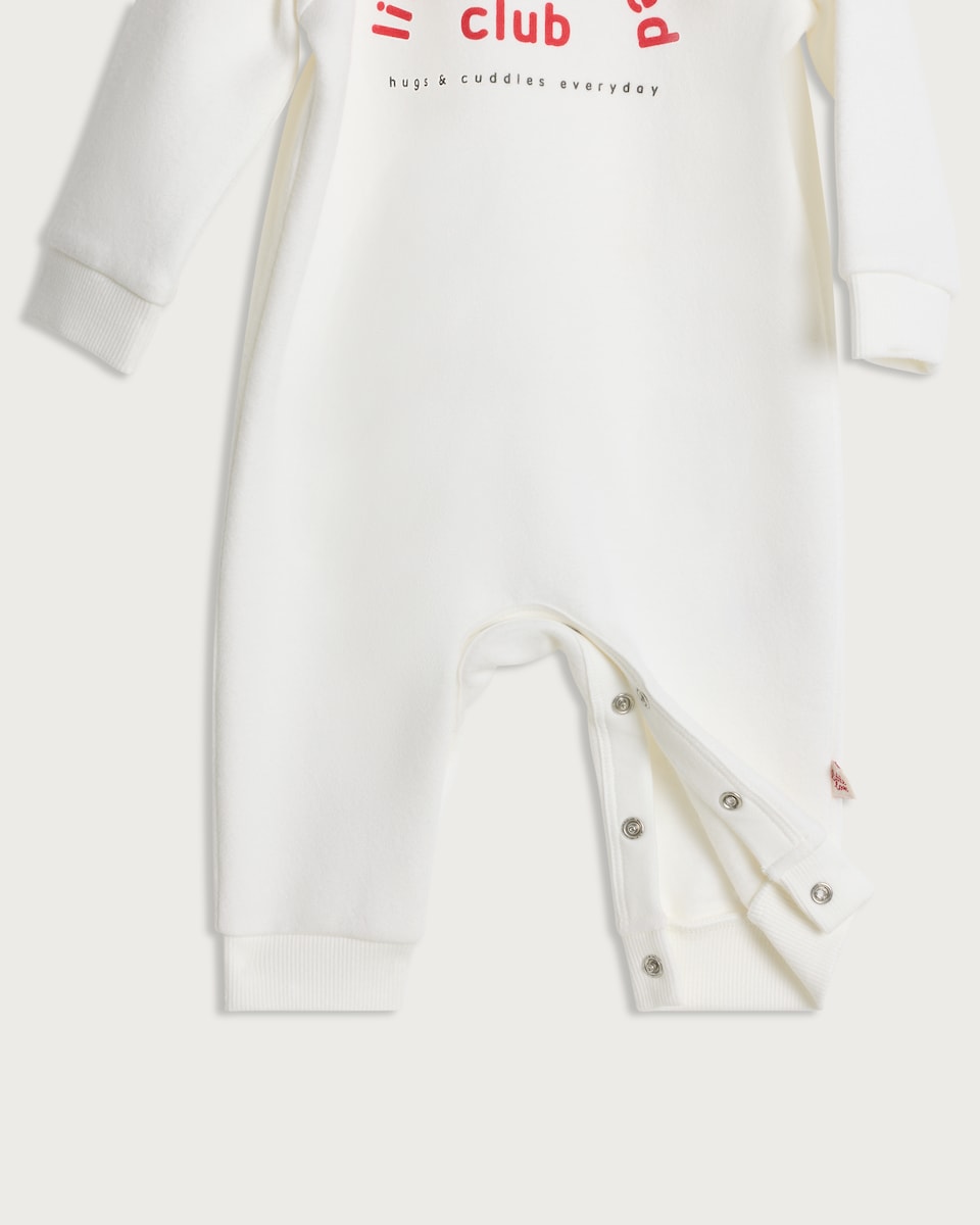 image 1 of F&F Baby Cotton Rich Little & Loved Club Long Sleeved Sleepsuit in White