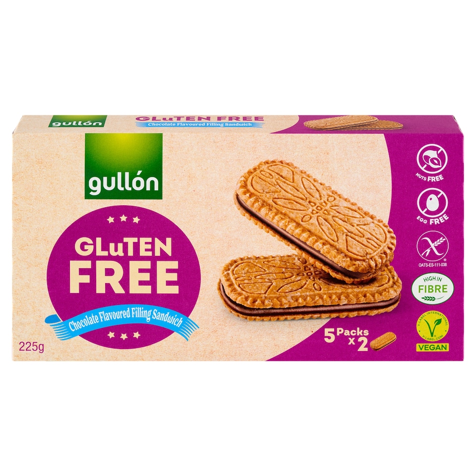 obrázok 1 z Gullón Sušienky plnené krémom s čokoládovou príchuťou 5 x 45 g (225 g)
