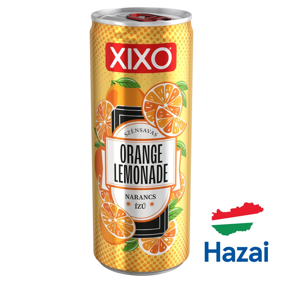 XIXO Orange Lemonade narancsízű, szénsavas üdítőital cukorral és édesítőszerekkel 250 ml 
