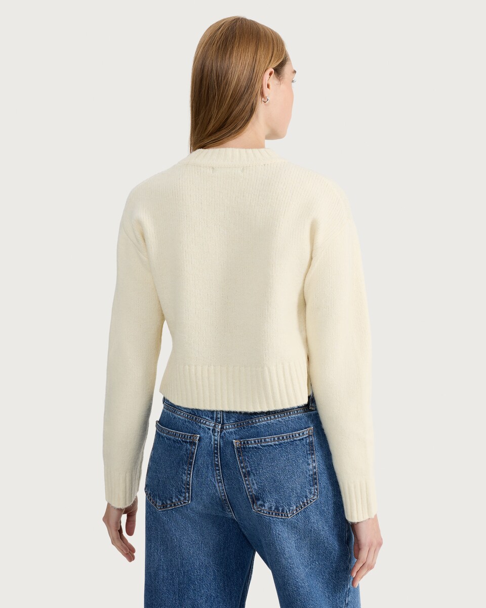 image 1 of F&F Crew Neck Cropped Jumper in Yellow