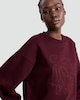 image 2 of F&F Cotton Rich Floral Appliqué Embroidered Sweatshirt in Burgundy