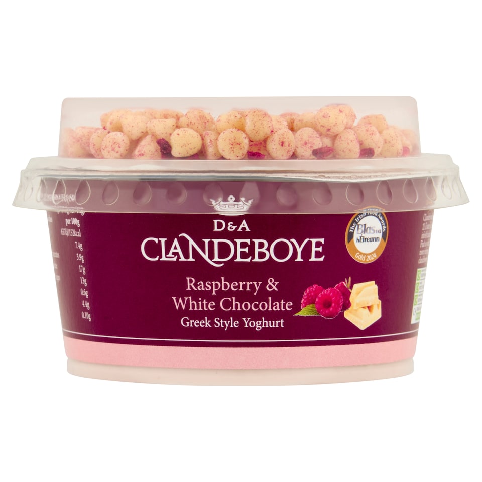 Clandeboye Greek Style Yoghurt - Raspberry & White Chocolate 150g