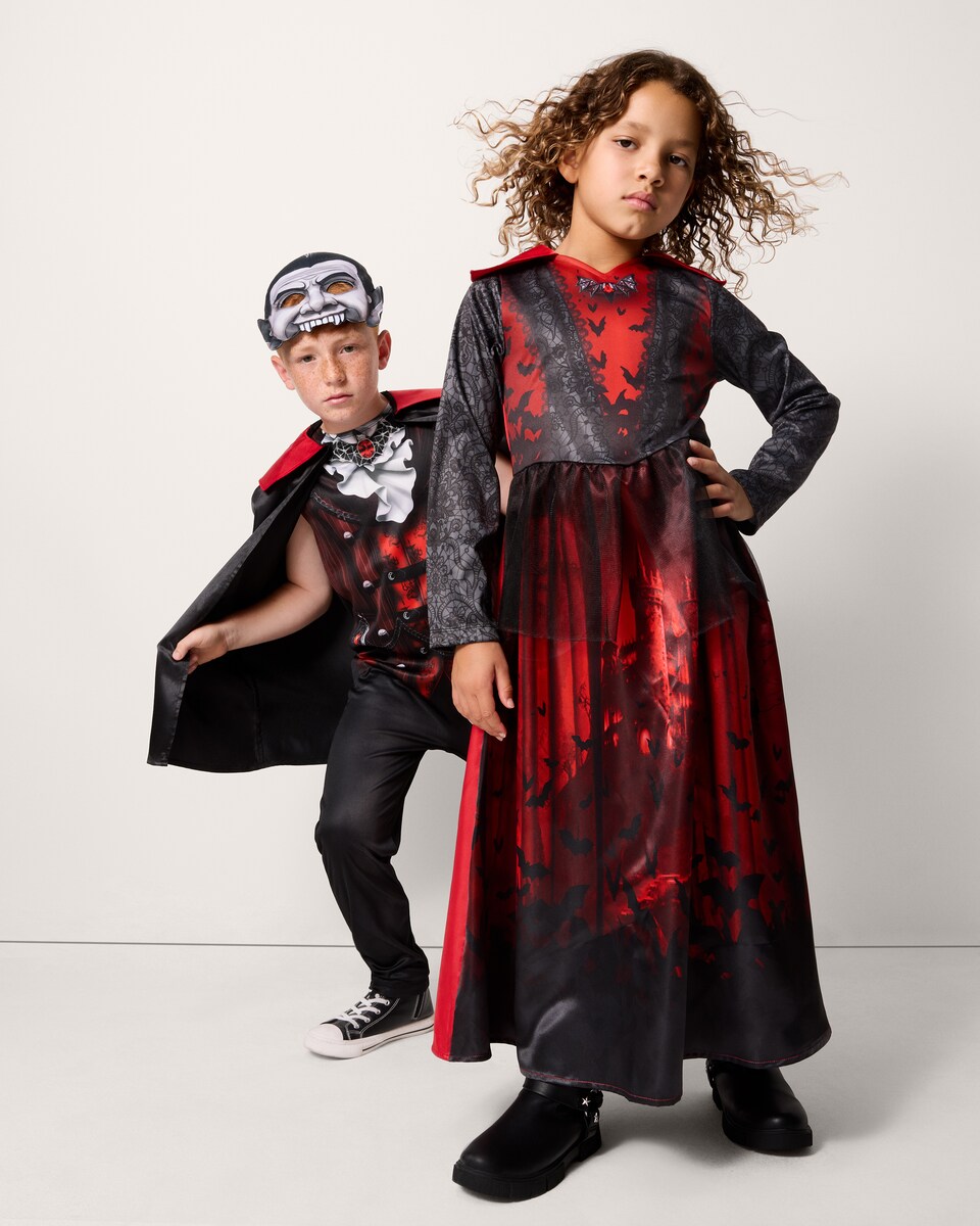 image 1 of F&F Girls Vampiress Fancy Dress Costume in Red