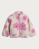 image 4 of F&F Girls Fleece Textured Floral Print Jacket in Cream