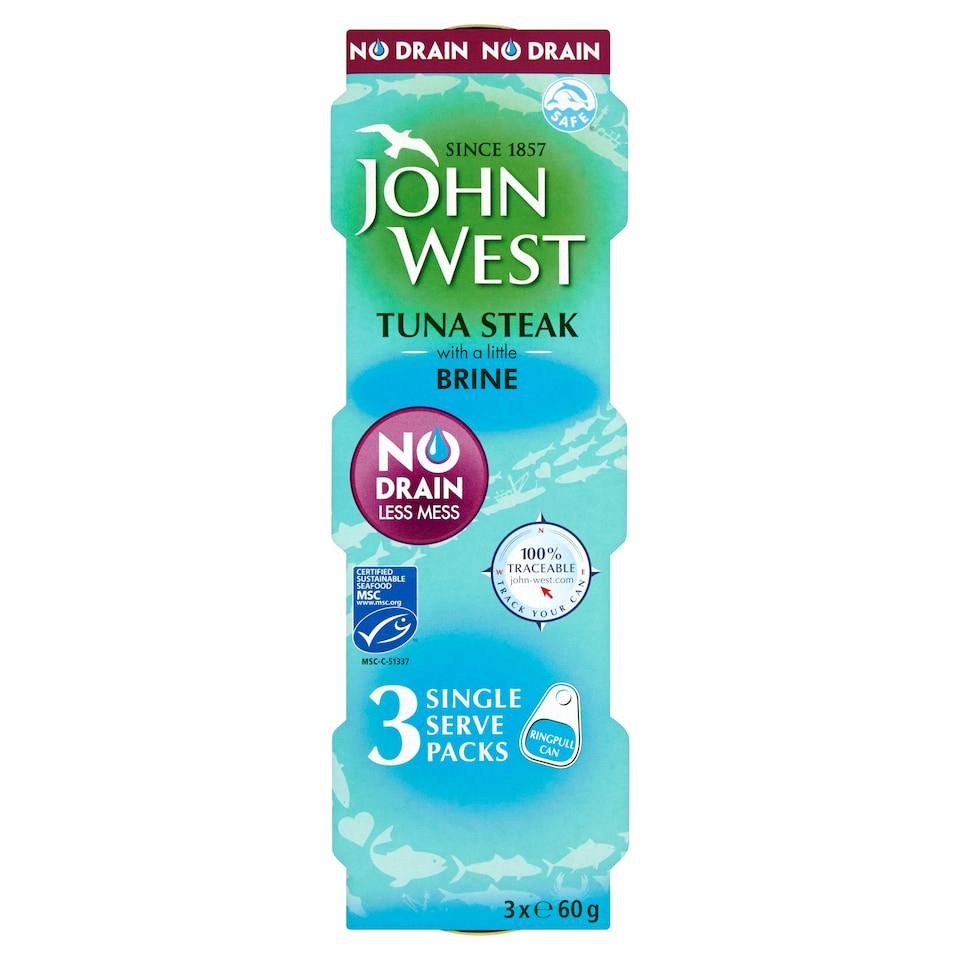 John West No Drain Tuna Steak in Brine 3 x 60g
