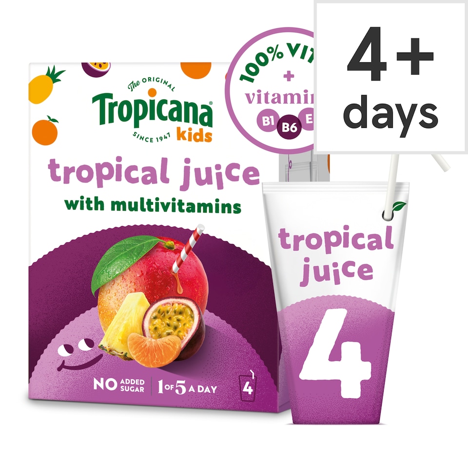 image 1 of Tropicana Kids Tropical fruit Juice 4 x 150ml
