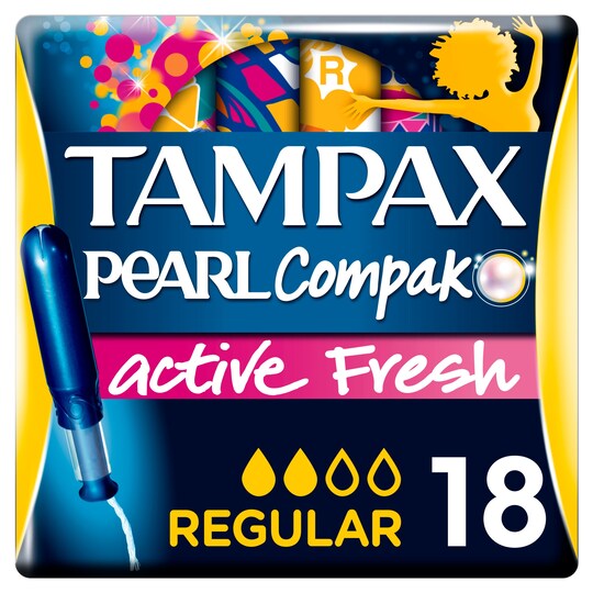 Tampax Compak Pearl Applicator Regular Tampons 18 Pack Tesco Groceries