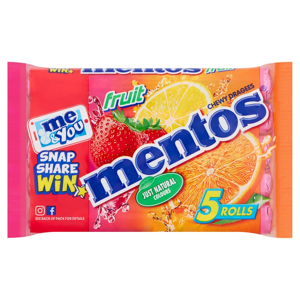 image 1 of Mentos Fruit Che Wy Sweets 5 X 38 G
