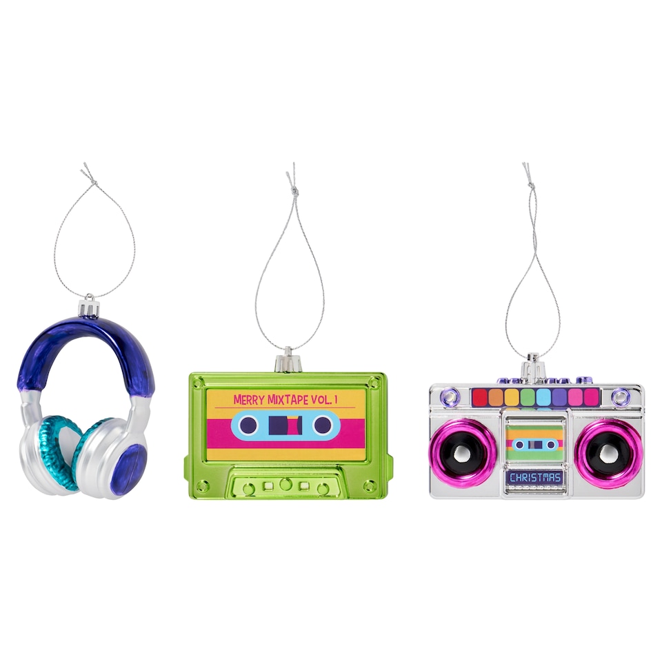 image 1 of Tesco Retro Speaker Hanging Christmas Decoration Assortment