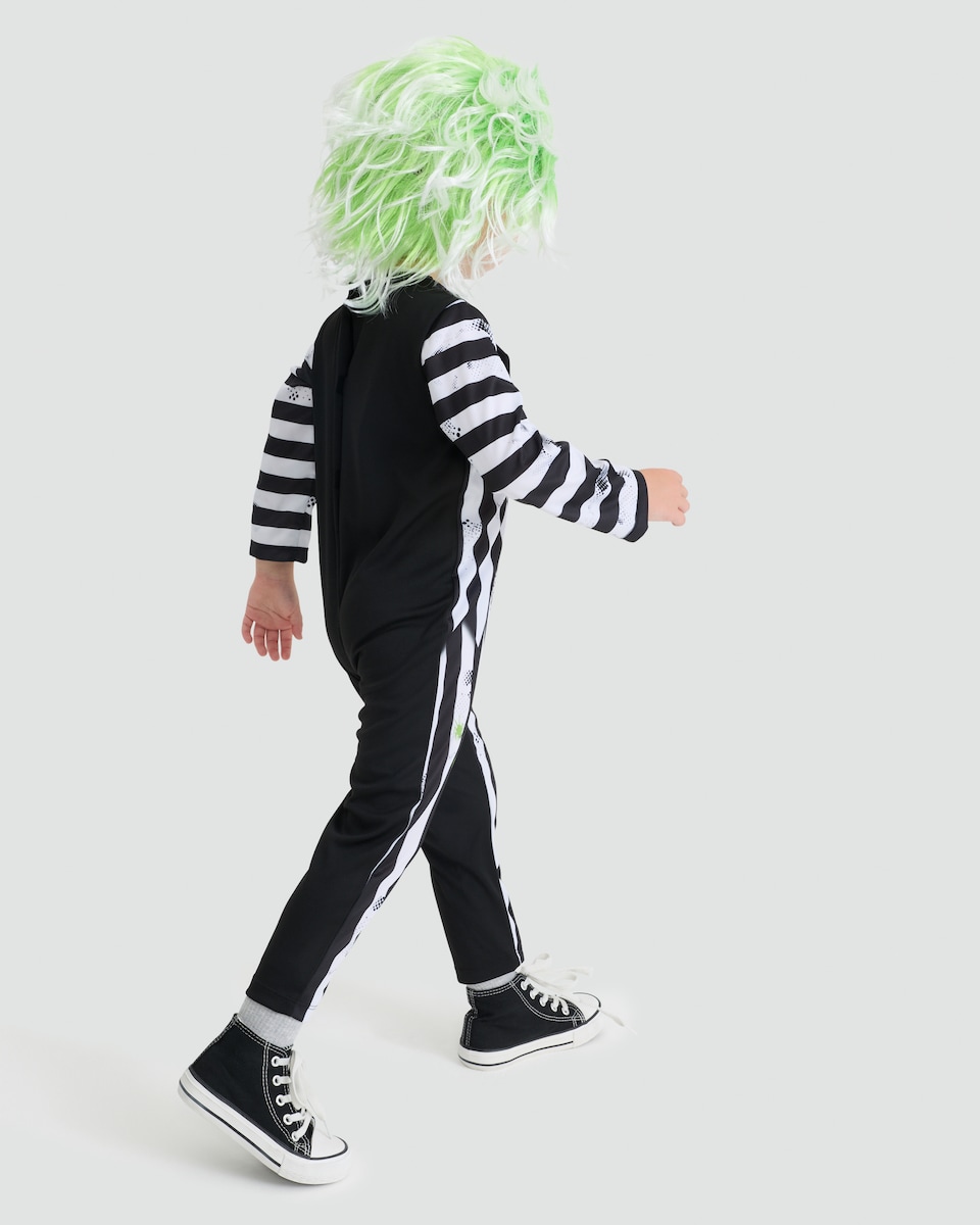 image 1 of Beetlejuice 2-Piece Fancy Dress Costume in Multi Black White