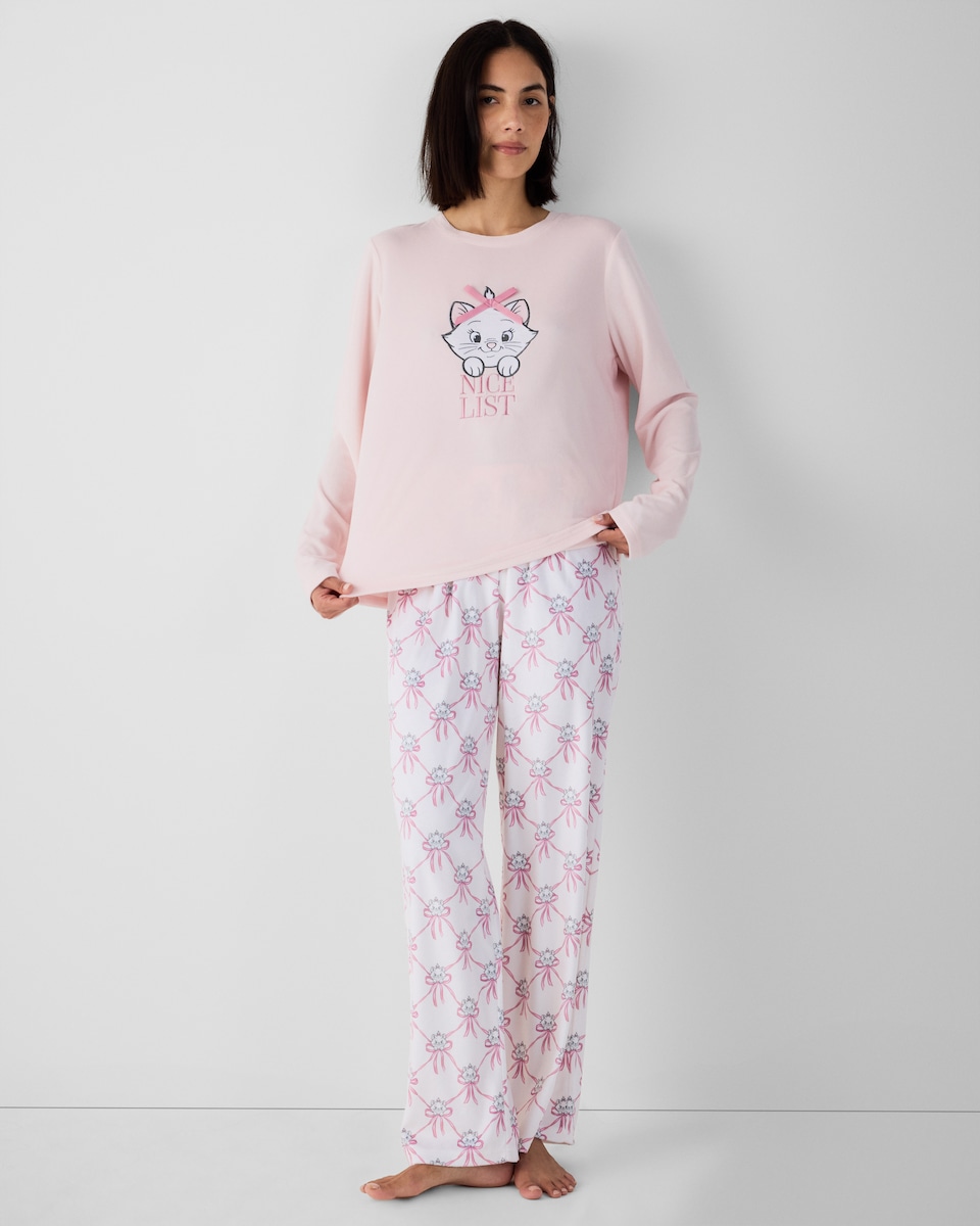 image 1 of Disney Aristocats Fleece Marie Pyjama Set in Multi Pink