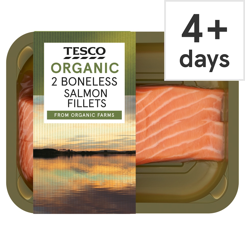 Tesco Organic 2 Boneless Salmon Fillets 265G