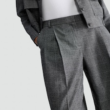 F&F Check Pleated Barrel Leg Trousers in Black