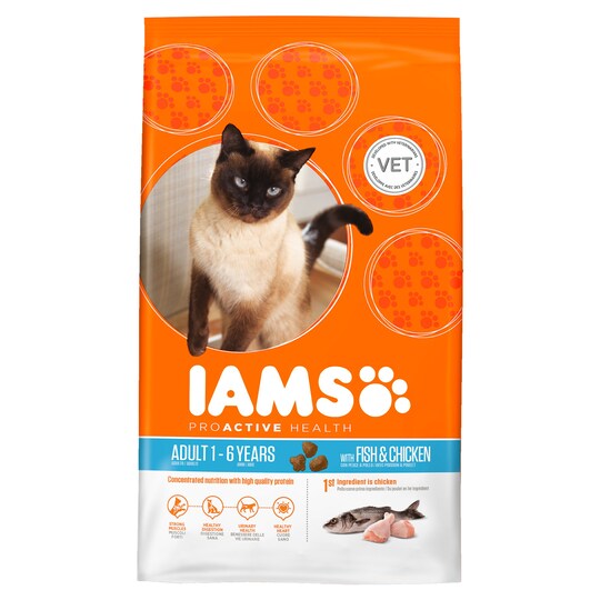 Iams Cat Food Adult Fish And Chicken Tesco Groceries