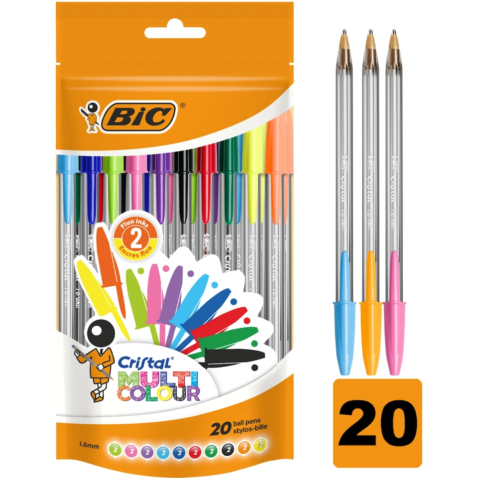 BIC Cristal Ballpoint Pens Multi Colour 20 Pack