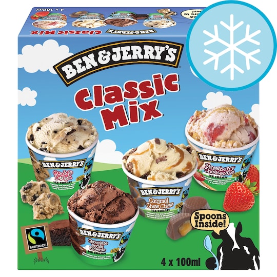 Ben & Jerry's Classic Mix Ice Cream 4 X 100Ml Tesco Groceries