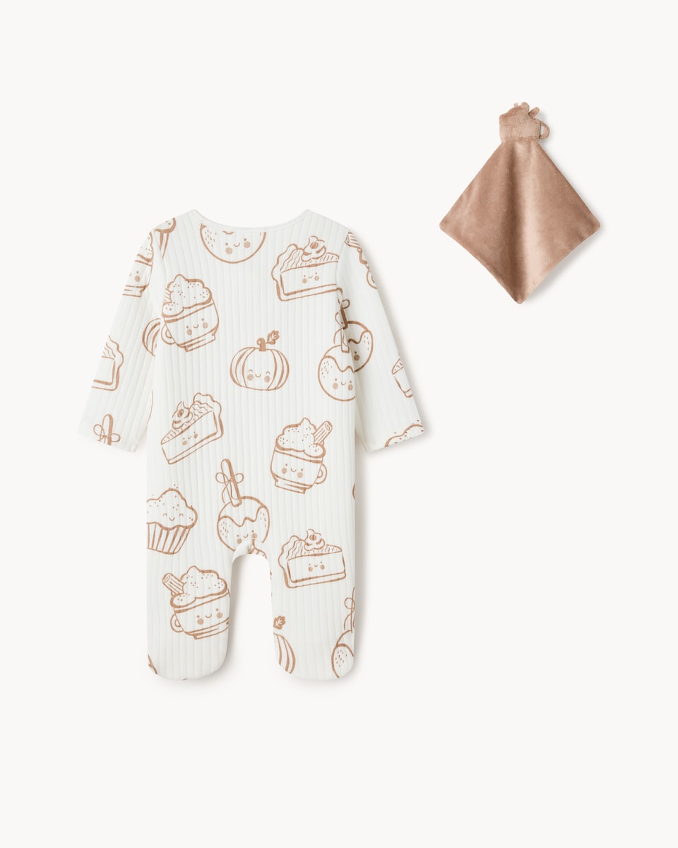 image 1 of F&F Baby Pure Cotton Pumpkin Sleepsuit and Comforter Set in Brick