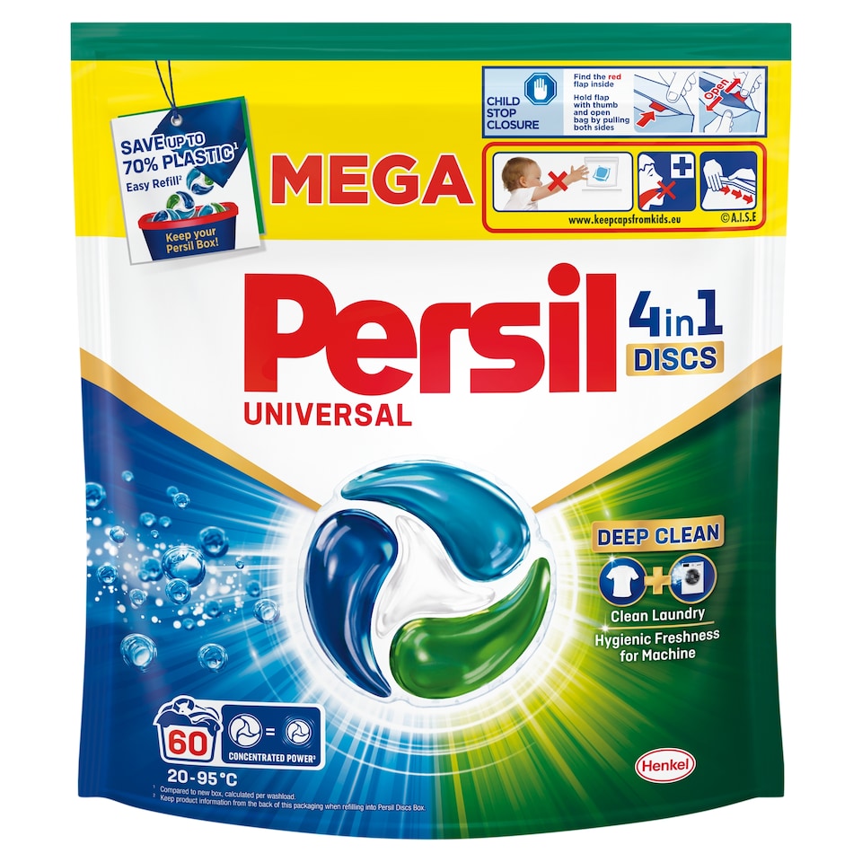 Persil Universal Discs Detergent Capsules for White and Light Clothes 60 Washes 990 g