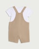 image 2 of F&F Baby 2-Piece Pure Cotton Dungarees and Bodysuit Set in Tan
