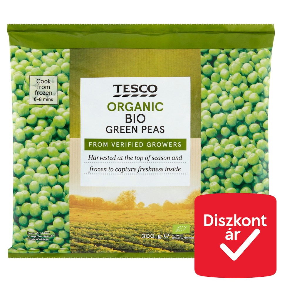 Tesco Organic Quick-Frozen Green Peas 300 g