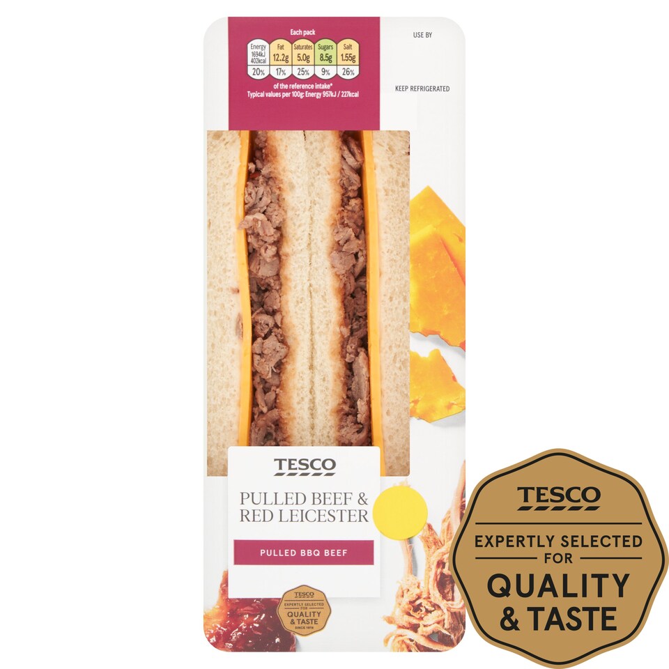 Tesco Pulled Beef & Red Leicester Sandwich Tesco Groceries