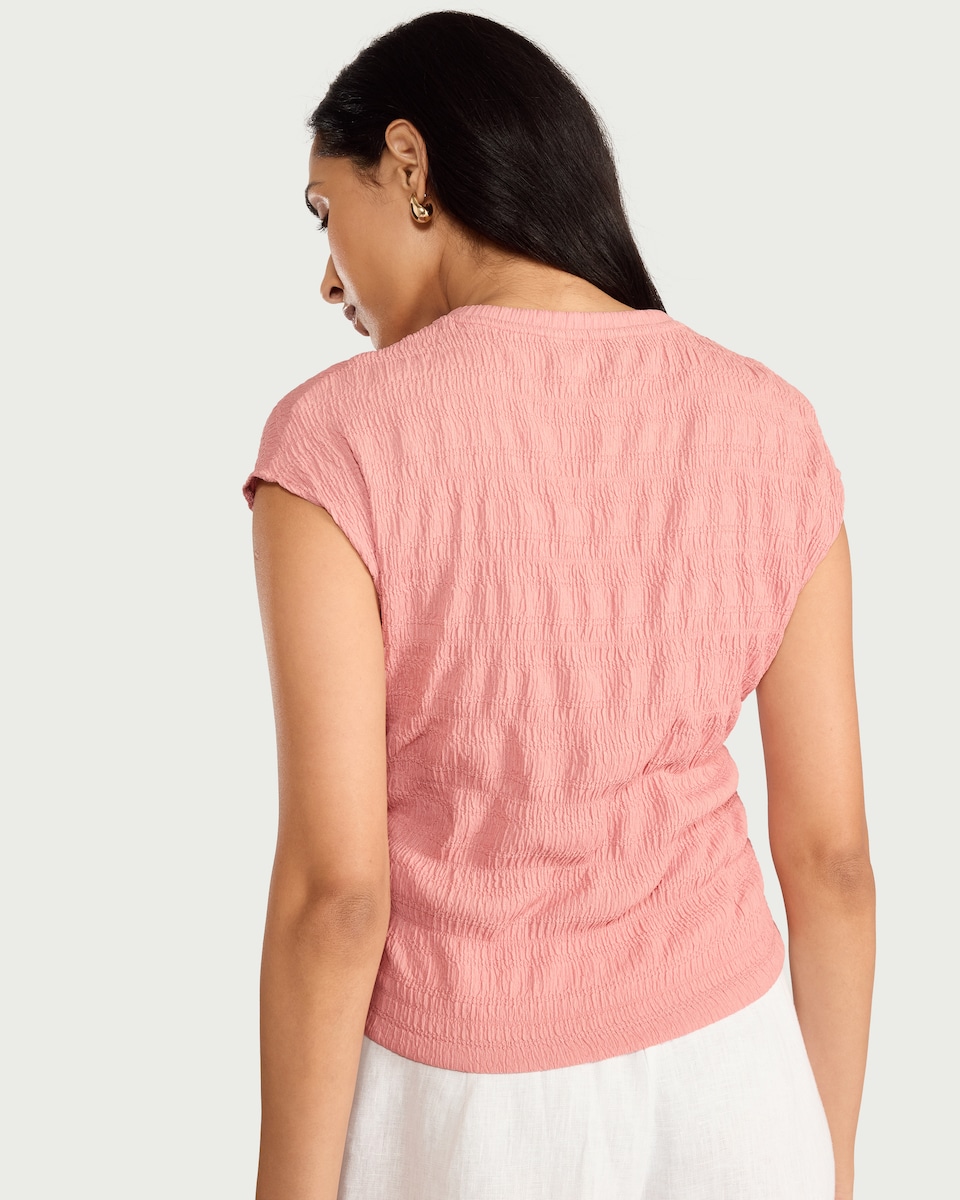 image 1 of F&F Textured Short Sleeved Top in Pink