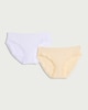 image 2 of F&F 2-Pack Ribbed Lace Trim High Leg Knickers in Multi