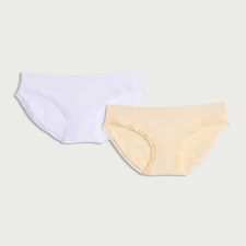 F&F 2-Pack Ribbed Lace Trim High Leg Knickers in Multi