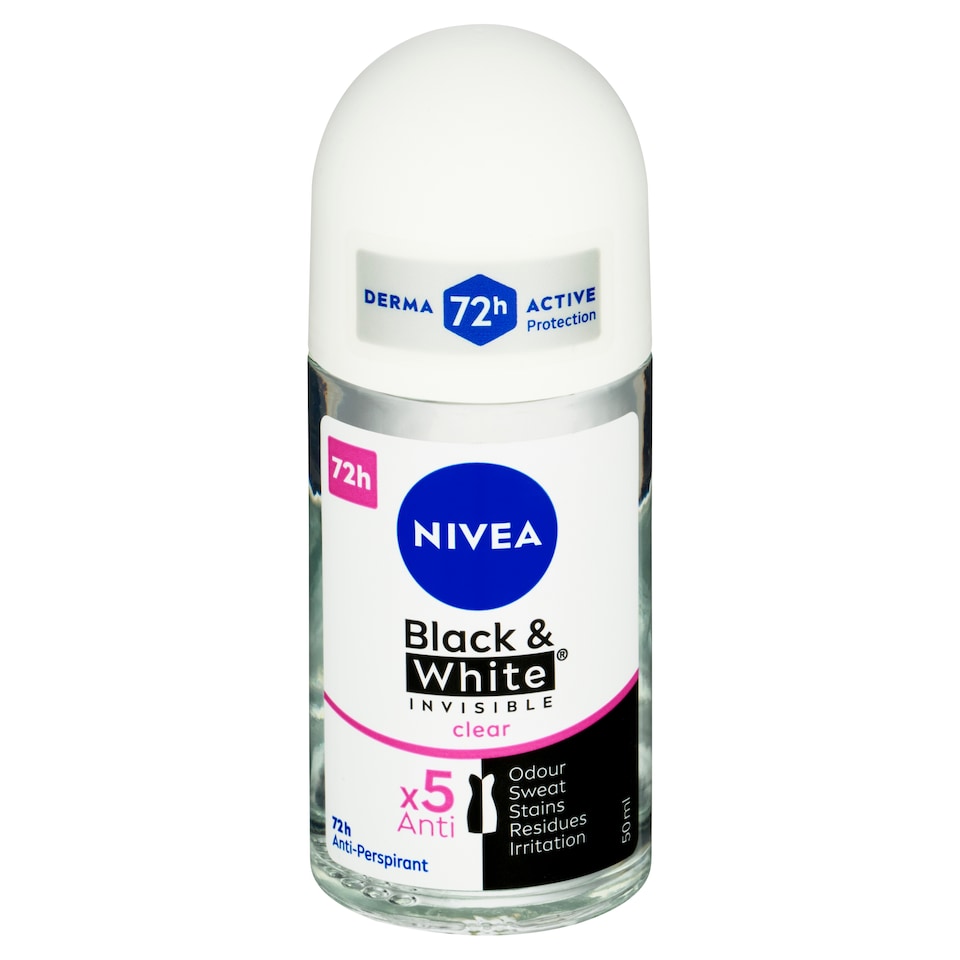 obrázok 1 z Nivea Black & White Invisible Clear Guľôčkový antiperspirant 50 ml
