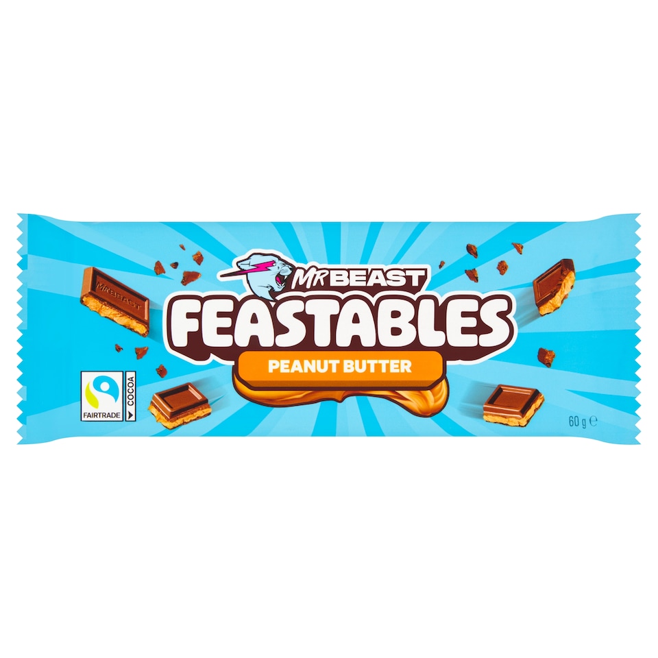 Feastables Mr Beast Deez Nutz Milk Chocolate with Peanut Butter Bar 60g