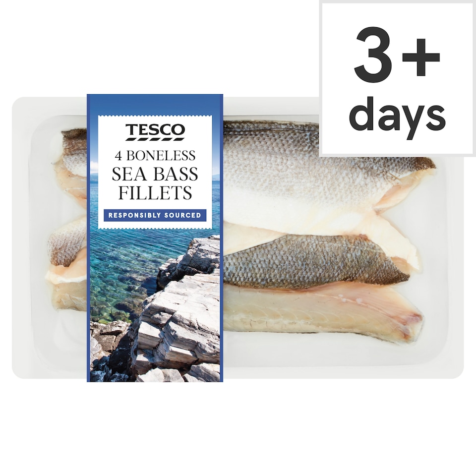Tesco 4 Boneless Sea Bass Fillets 360G
