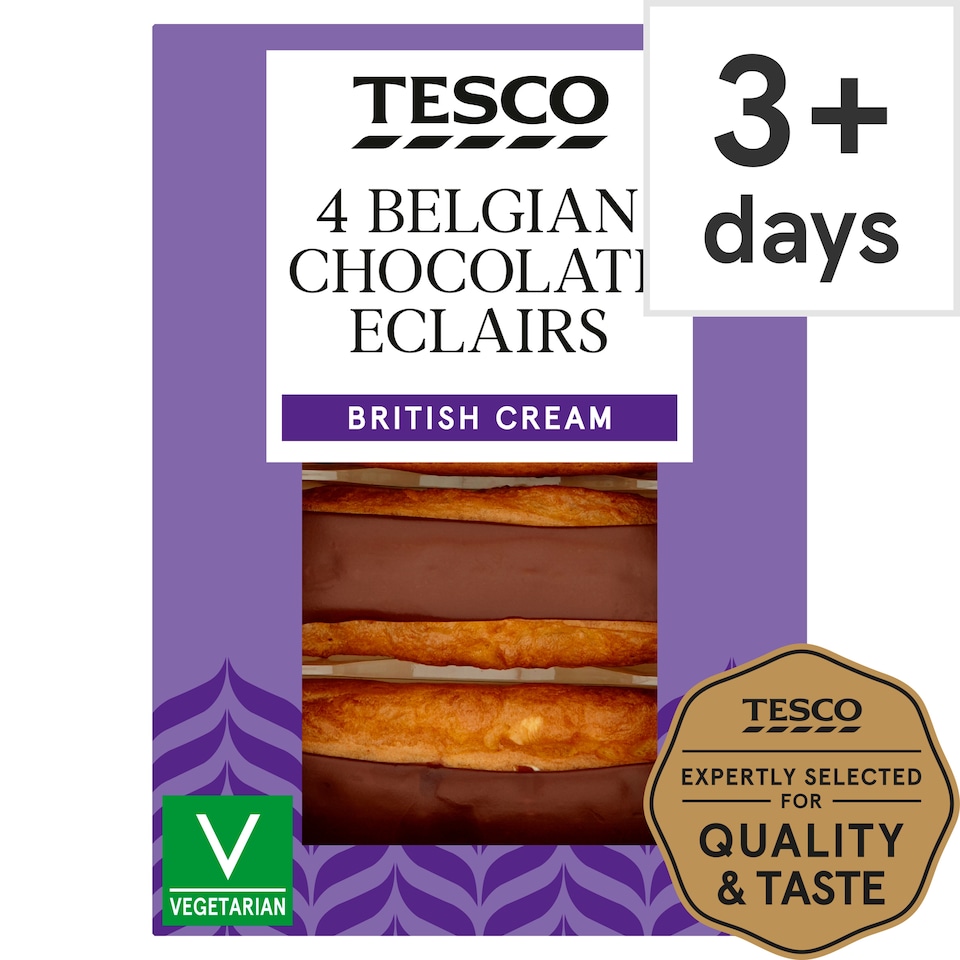 Tesco Belgian Chocolate Eclairs 4 Pack