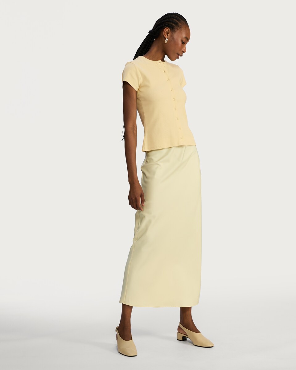 image 1 of F&F Cotton Rich Button Front Top in Yellow